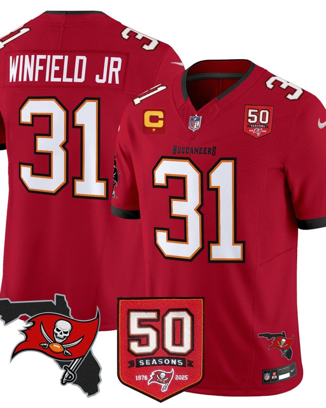 Men's Tampa Bay Buccaneers 50th Season Patch Vapor Limited Jersey - All Stitched TBBUC_KDZ - KINDOZY