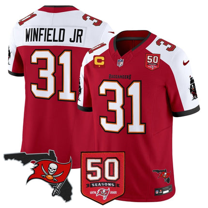 Men's Tampa Bay Buccaneers 50th Season Patch Vapor Limited Jersey - All Stitched TBBUC_KDZ - KINDOZY