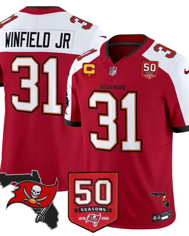 Men's Tampa Bay Buccaneers 50th Season Patch Vapor Limited Jersey - All Stitched TBBUC_KDZ - KINDOZY