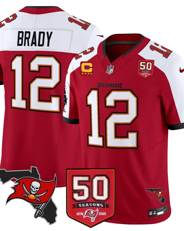Men's Tampa Bay Buccaneers 50th Season Patch Vapor Limited Jersey - All Stitched TBBUC_KDZ - KINDOZY