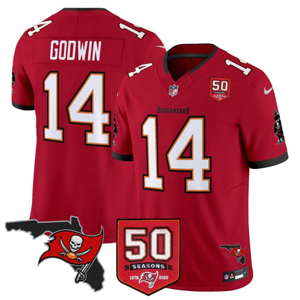 Men's Tampa Bay Buccaneers 50th Season Patch Vapor Limited Jersey - All Stitched TBBUC_KDZ - KINDOZY