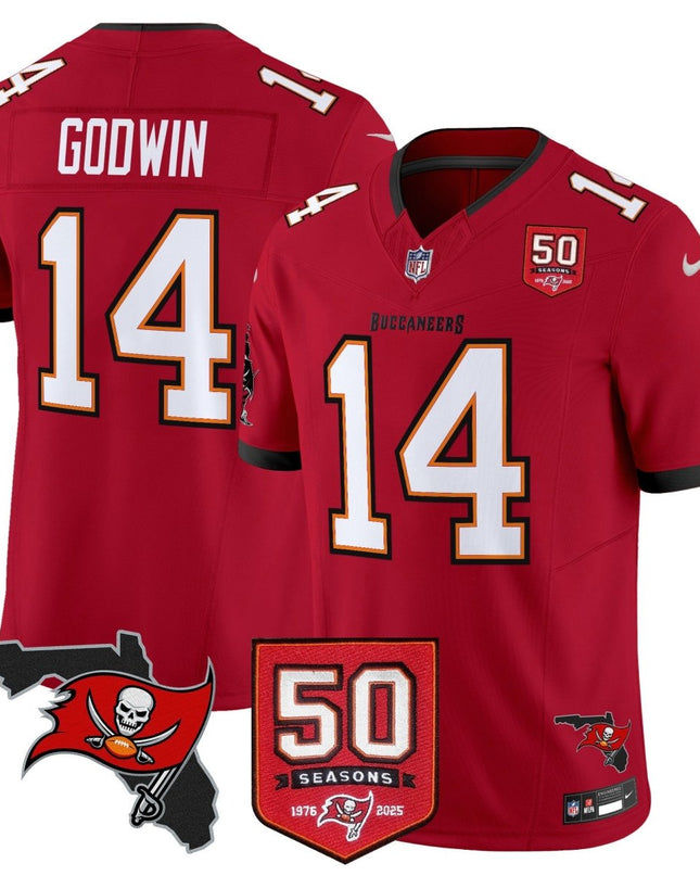 Men's Tampa Bay Buccaneers 50th Season Patch Vapor Limited Jersey - All Stitched TBBUC_KDZ - KINDOZY
