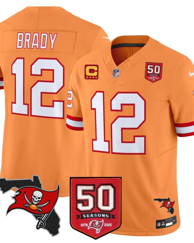 Men's Tampa Bay Buccaneers 50th Season Patch Vapor Limited Jersey - All Stitched TBBUC_KDZ - KINDOZY