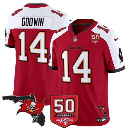 Men's Tampa Bay Buccaneers 50th Season Patch Vapor Limited Jersey - All Stitched TBBUC_KDZ - KINDOZY