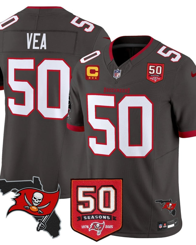 Men's Tampa Bay Buccaneers 50th Season Patch Vapor Limited Jersey - All Stitched TBBUC_KDZ - KINDOZY