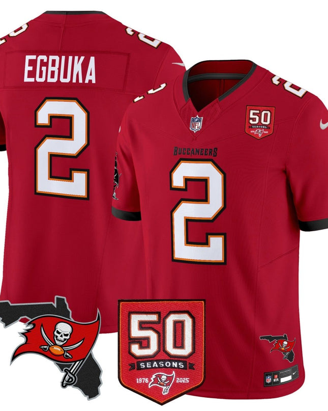 Men's Tampa Bay Buccaneers 50th Season Patch Vapor Limited Jersey - All Stitched TBBUC_KDZ - KINDOZY