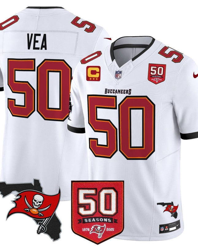 Men's Tampa Bay Buccaneers 50th Season Patch Vapor Limited Jersey - All Stitched TBBUC_KDZ - KINDOZY