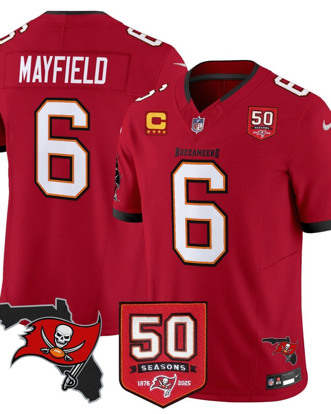 Men's Tampa Bay Buccaneers 50th Season Patch Vapor Limited Jersey - All Stitched TBBUC_KDZ - KINDOZY