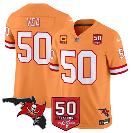 Men's Tampa Bay Buccaneers 50th Season Patch Vapor Limited Jersey - All Stitched TBBUC_KDZ - KINDOZY