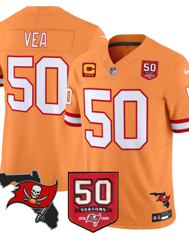 Men's Tampa Bay Buccaneers 50th Season Patch Vapor Limited Jersey - All Stitched TBBUC_KDZ - KINDOZY