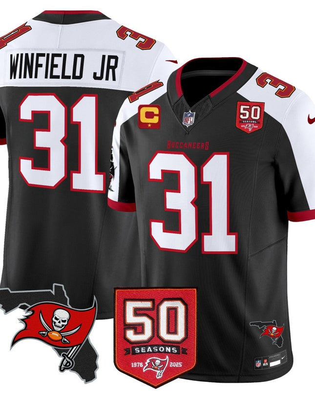 Men's Tampa Bay Buccaneers 50th Season Patch Vapor Limited Jersey - All Stitched TBBUC_KDZ - KINDOZY