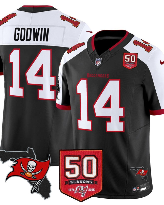 Men's Tampa Bay Buccaneers 50th Season Patch Vapor Limited Jersey - All Stitched TBBUC_KDZ - KINDOZY