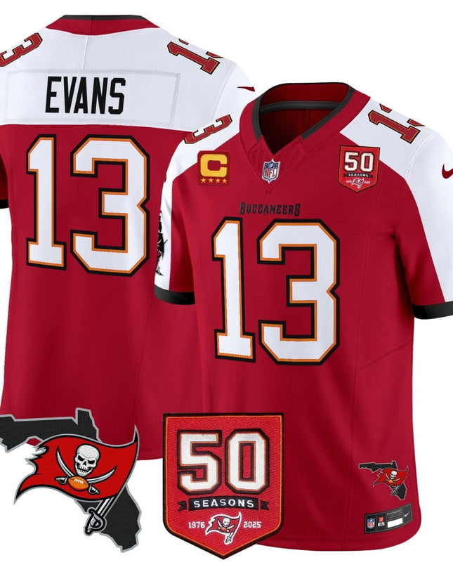 Men's Tampa Bay Buccaneers 50th Season Patch Vapor Limited Jersey - All Stitched TBBUC_KDZ - KINDOZY