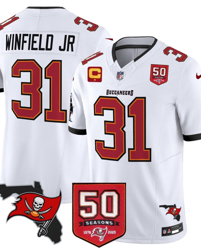 Men's Tampa Bay Buccaneers 50th Season Patch Vapor Limited Jersey - All Stitched TBBUC_KDZ - KINDOZY