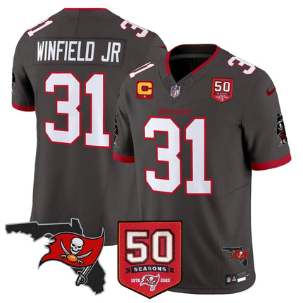Men's Tampa Bay Buccaneers 50th Season Patch Vapor Limited Jersey - All Stitched TBBUC_KDZ - KINDOZY