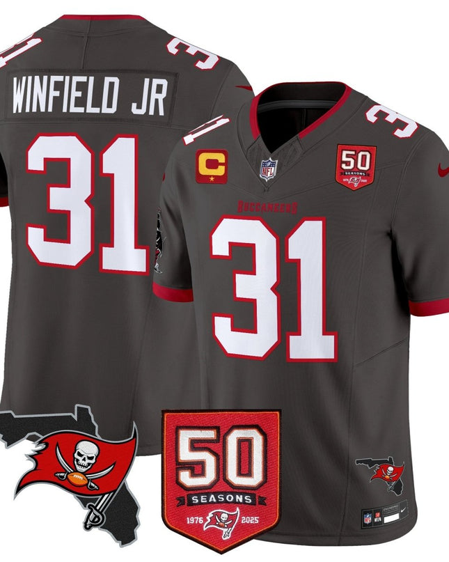 Men's Tampa Bay Buccaneers 50th Season Patch Vapor Limited Jersey - All Stitched TBBUC_KDZ - KINDOZY