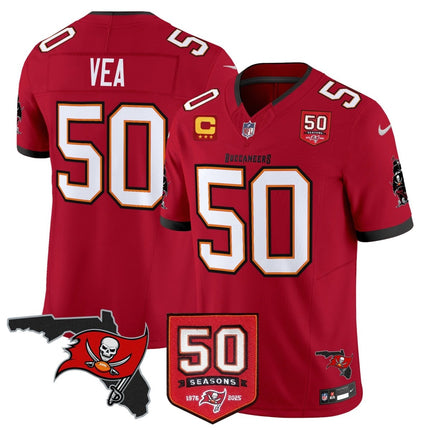 Men's Tampa Bay Buccaneers 50th Season Patch Vapor Limited Jersey - All Stitched TBBUC_KDZ - KINDOZY