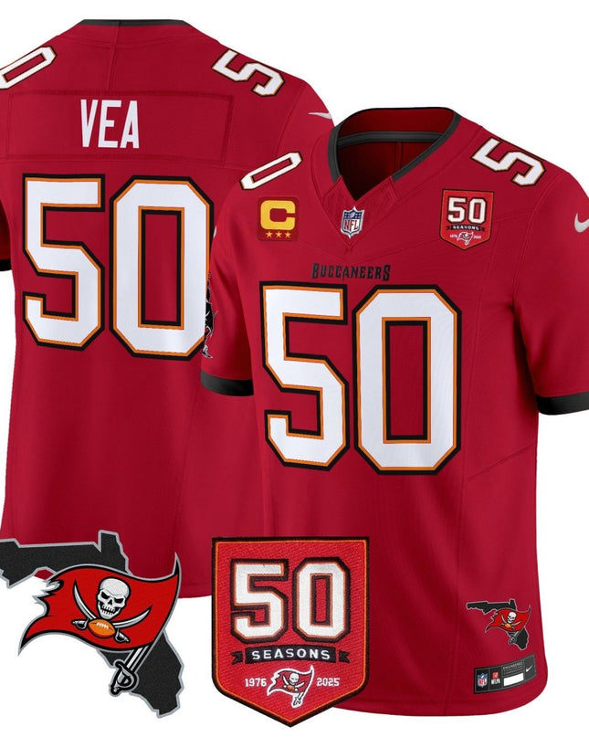 Men's Tampa Bay Buccaneers 50th Season Patch Vapor Limited Jersey - All Stitched TBBUC_KDZ - KINDOZY