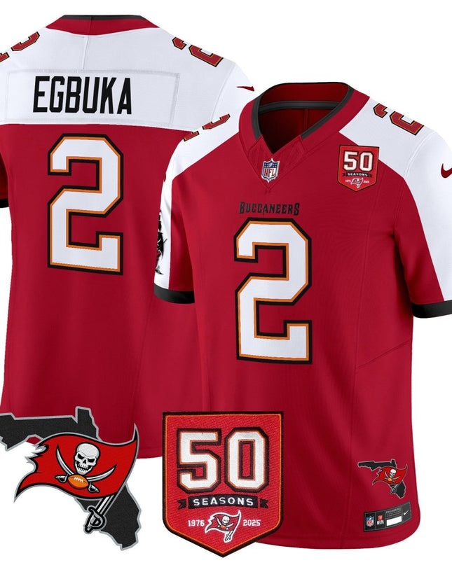 Men's Tampa Bay Buccaneers 50th Season Patch Vapor Limited Jersey - All Stitched TBBUC_KDZ - KINDOZY