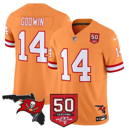 Men's Tampa Bay Buccaneers 50th Season Patch Vapor Limited Jersey - All Stitched TBBUC_KDZ - KINDOZY