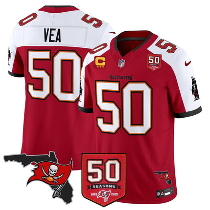 Men's Tampa Bay Buccaneers 50th Season Patch Vapor Limited Jersey - All Stitched TBBUC_KDZ - KINDOZY