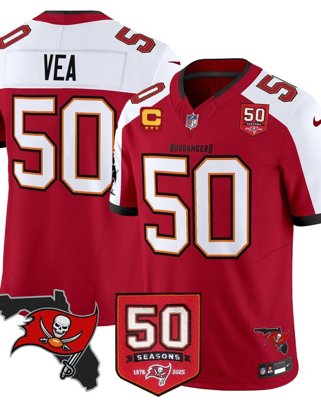 Men's Tampa Bay Buccaneers 50th Season Patch Vapor Limited Jersey - All Stitched TBBUC_KDZ - KINDOZY