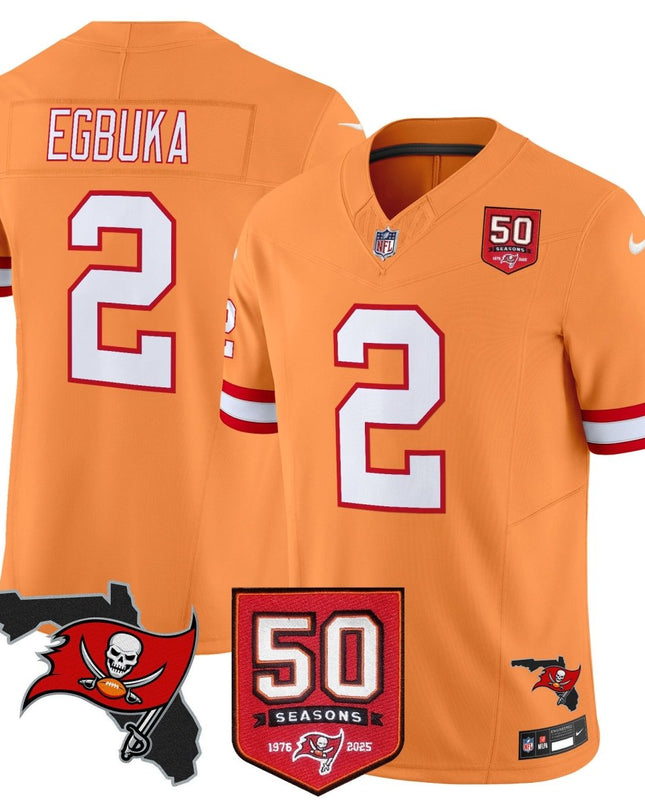 Men's Tampa Bay Buccaneers 50th Season Patch Vapor Limited Jersey - All Stitched TBBUC_KDZ - KINDOZY