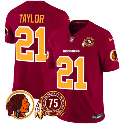 Men's Washington Redskins 75th Patch Throwback Vapor Limited Jersey - All Stitched - KINDOZY