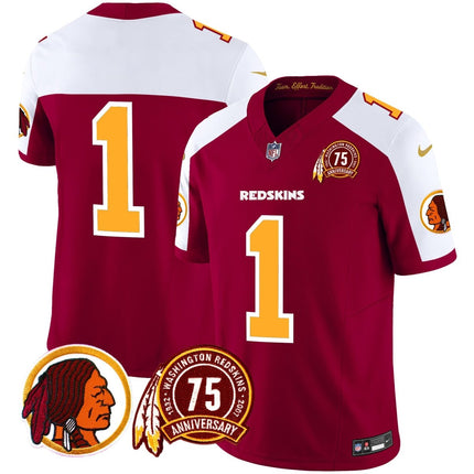 Men's Washington Redskins 75th Patch Throwback Vapor Limited Jersey - All Stitched - KINDOZY