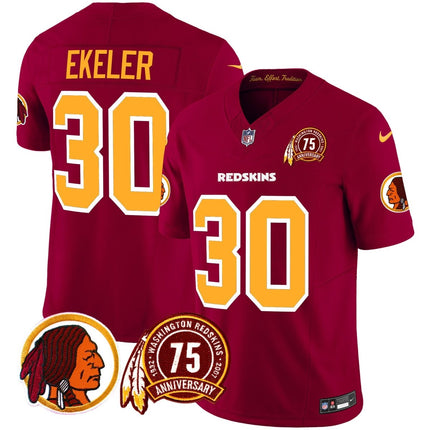 Men's Washington Redskins 75th Patch Throwback Vapor Limited Jersey - All Stitched - KINDOZY