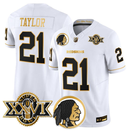 Men's Washington Redskins Throwback 1992 Super Bowl XXVI Patch Gold Vapor Limited Jersey - All Stitched - KINDOZY