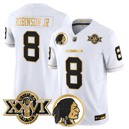 Men's Washington Redskins Throwback 1992 Super Bowl XXVI Patch Gold Vapor Limited Jersey - All Stitched - KINDOZY