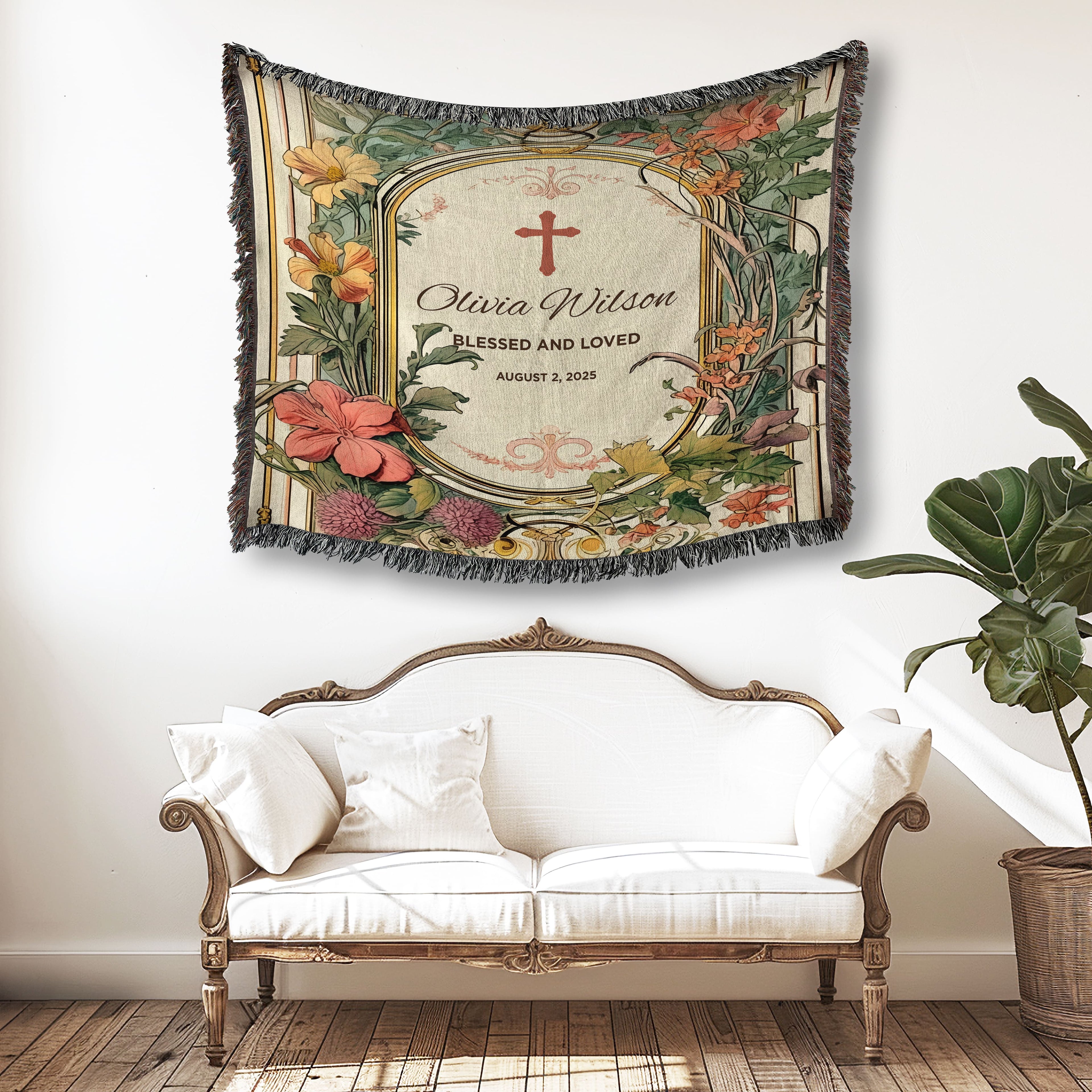 Blessed & Loved - Personalized Christian Baby Woven Blanket