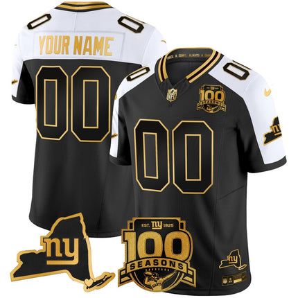 New York Giants 100th Season & State Patch Gold Vapor Limited Custom Jersey - All Stitched NYG_KDZ - KINDOZY