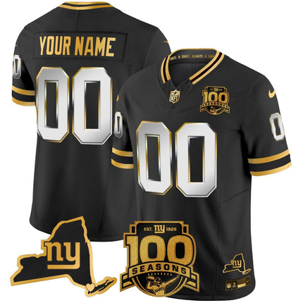 New York Giants 100th Season & State Patch Gold Vapor Limited Custom Jersey - All Stitched NYG_KDZ - KINDOZY