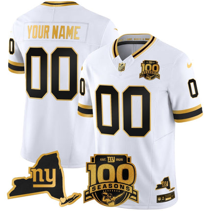 New York Giants 100th Season & State Patch Gold Vapor Limited Custom Jersey - All Stitched NYG_KDZ - KINDOZY