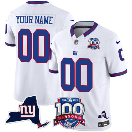 New York Giants 100th Season & State Patch Vapor Limited Custom Jersey - All Stitched NYG_KDZ - KINDOZY