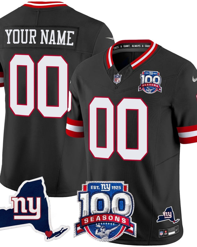 New York Giants 100th Season & State Patch Vapor Limited Custom Jersey - All Stitched NYG_KDZ - KINDOZY