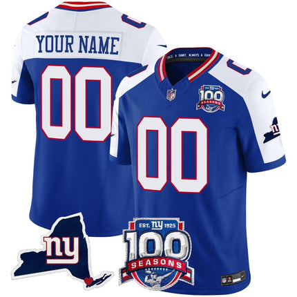 New York Giants 100th Season & State Patch Vapor Limited Custom Jersey - All Stitched NYG_KDZ - KINDOZY