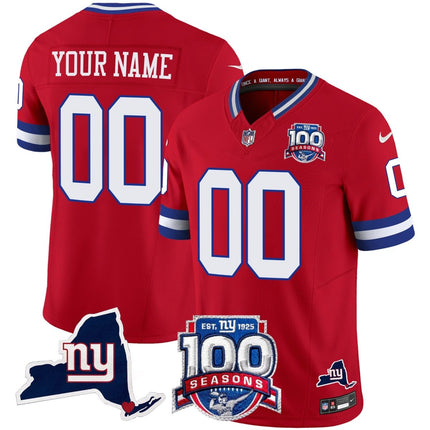 New York Giants 100th Season & State Patch Vapor Limited Custom Jersey - All Stitched NYG_KDZ - KINDOZY