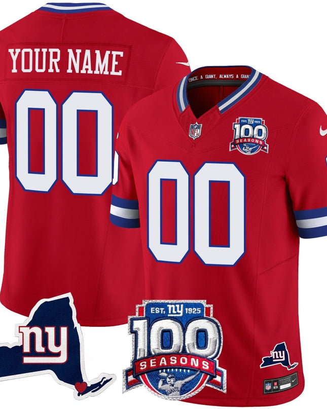 New York Giants 100th Season & State Patch Vapor Limited Custom Jersey - All Stitched NYG_KDZ - KINDOZY