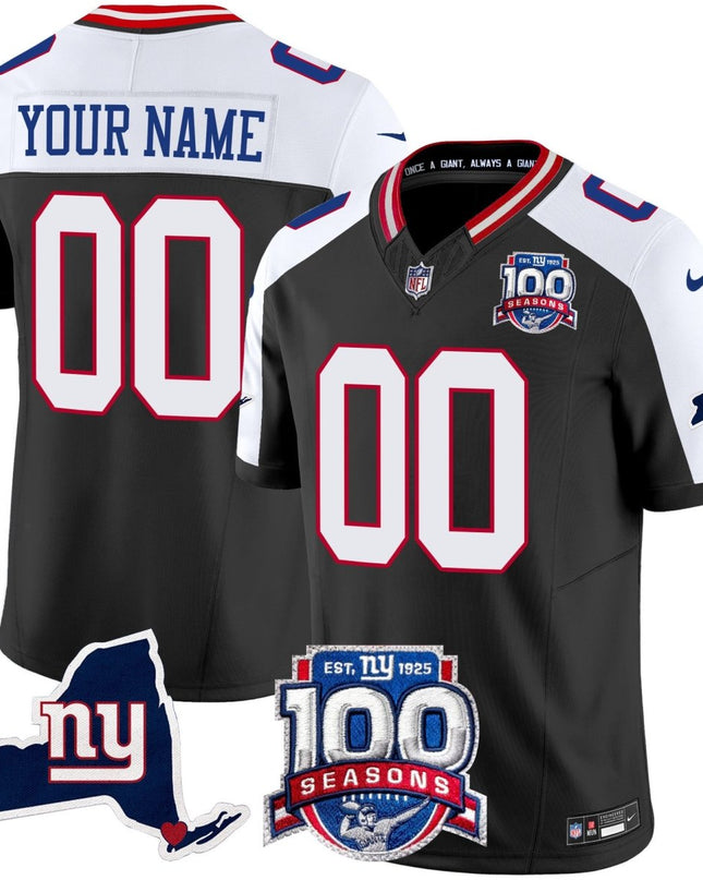 New York Giants 100th Season & State Patch Vapor Limited Custom Jersey - All Stitched NYG_KDZ - KINDOZY