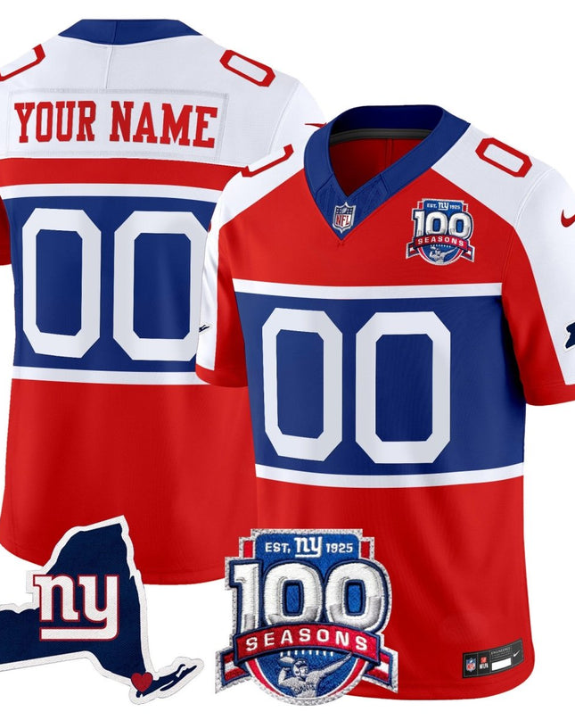 New York Giants 'Century Red' 100th Commemorative Vapor Custom Jersey V2 - All Stitched NYG_KDZ - KINDOZY