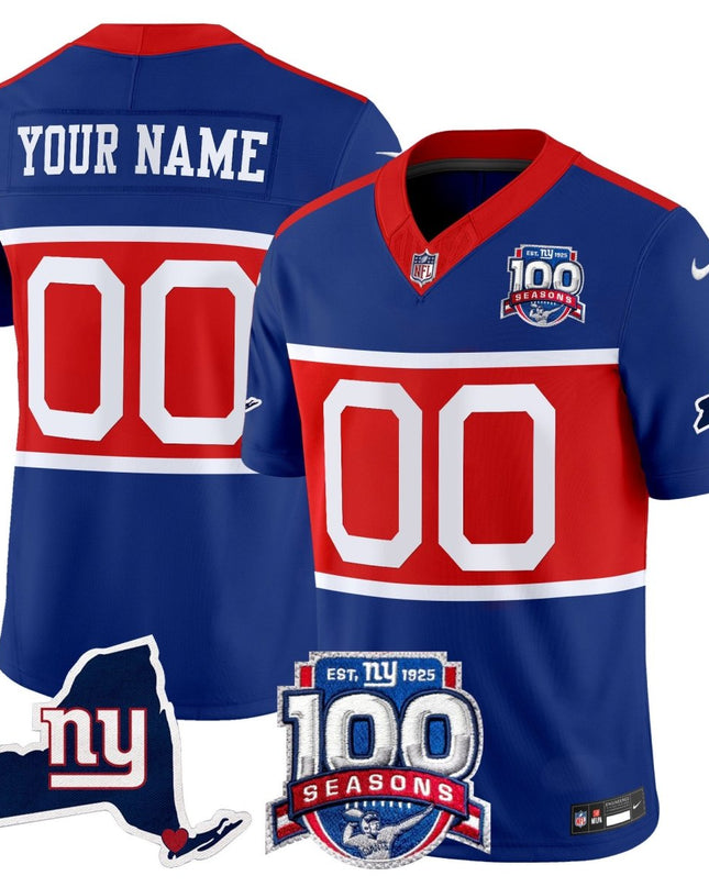 New York Giants 'Century Red' 100th Commemorative Vapor Custom Jersey V2 - All Stitched NYG_KDZ - KINDOZY