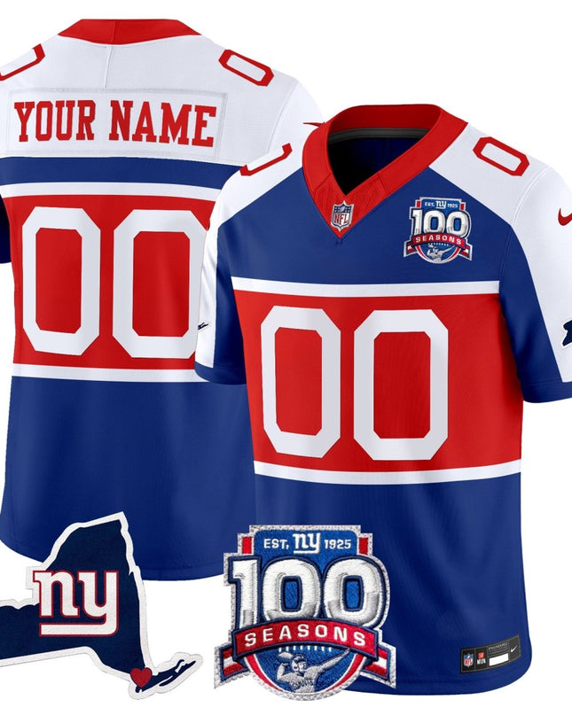 New York Giants 'Century Red' 100th Commemorative Vapor Custom Jersey V2 - All Stitched NYG_KDZ - KINDOZY