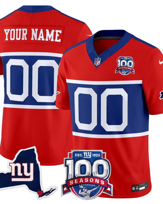 New York Giants 'Century Red' 100th Commemorative Vapor Custom Jersey V2 - All Stitched NYG_KDZ - KINDOZY