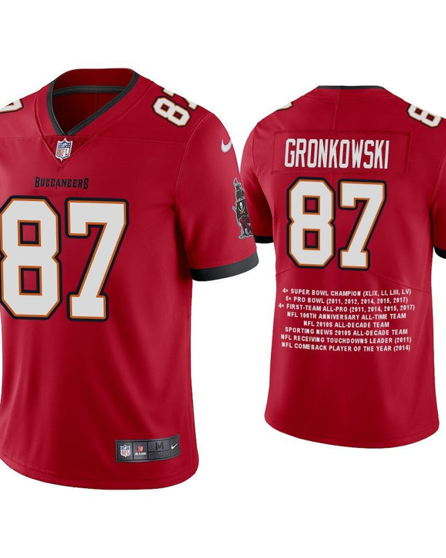Rob Gronkowski Tampa Bay Buccaneers Career Highlight Limited Edition Jersey - Stitched TBBUC_KDZ - KINDOZY