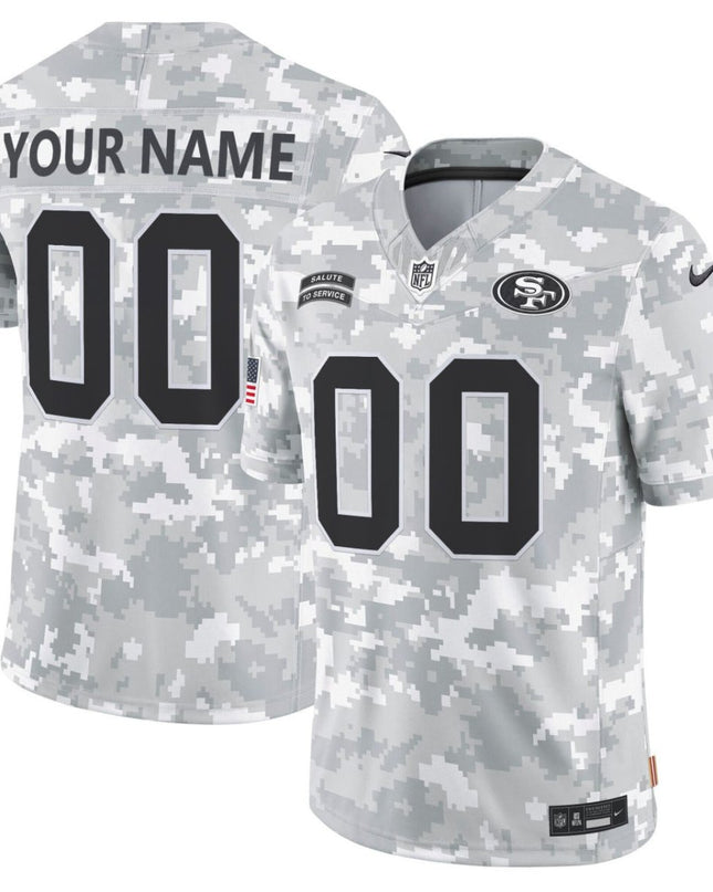 San Francisco 49ers 2024 Salute to Service Custom Jersey - Arctic Camo - All Stitched SF49_KDZ - KINDOZY