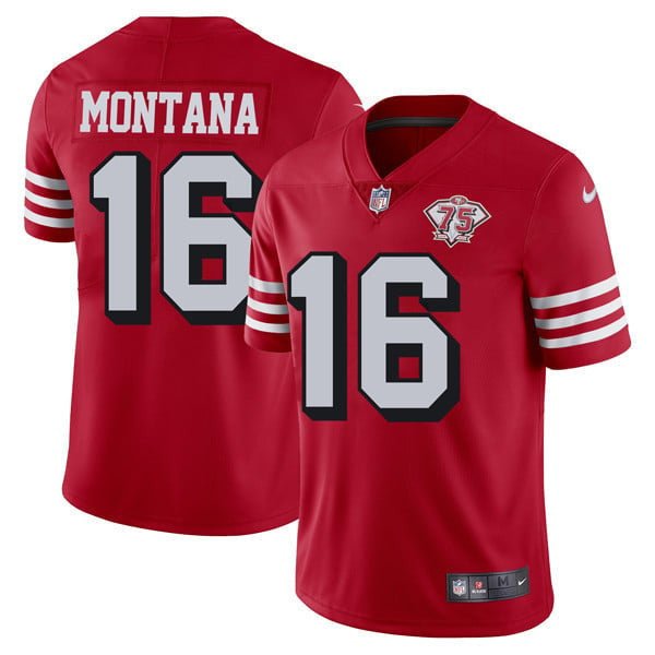 San Francisco 49Ers 75Th Anniversary Throwback Scarlet Jersey – All Stitched SF49_KDZ - KINDOZY