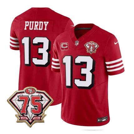 San Francisco 49Ers 75Th Anniversary Throwback Scarlet Jersey – All Stitched SF49_KDZ - KINDOZY